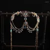 Western Regions Style Alloy Jewelry Hair Crown Hanfu Desert Wedding Tiara Headdress Tassel Eyebrow Pendant Coronet For Women