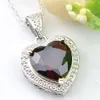 LUCKYSHINE Jewelry Brand New Heart Red Garnet Gemstone 925 Sterling Silver Necklaces Holiday Party Canada Mexico Jewelry Gift216F