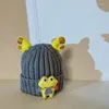 Berretti cartone animato per bambini casual per la rana Cappello a maglia corna di berretto berretto Cappello a maglia pieghevole inverno autunno