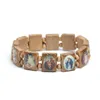 Bijoux catholiques en bois naturel, Bracelet chapelet de foi chrétienne, jésus, bijoux religieux 2657