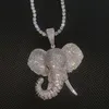 ペンダントネックレスヒップホップキュービックジルコニアPave Bling Icece Out Elephant Animal Pendants Men For Men Fashion Jewelry Gold 280a