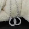 Lead and Nickel Jewellery Double Horse Shoe Pendant Necklace Equestrian Horseshoe Jewelry Decorated with White Czech Crystal276w
