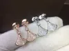 waaiervormige diamanten lange diamanten oorbel dames klassieke designer oorbellen voor dames sieraden sterling zilveren mode-sieraden super kwaliteit elegant cadeau