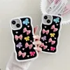 Koreańskie cukierki kolor słodki Bowknot Pink Case for iPhone 15 14 12 I11 13 Pro Max 14pro Girl Prezent Soft Silikon Luksusowy telefon