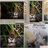 Sfondi Personalizzati 3D P O Carta da parati Tigre Poster Pittura murale Soggiorno Ingresso Camera da letto Sfondo Arte Animale Murale Erin Homefavor Dha5N