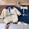 Rompers Baby Romper Fall Winter Baby Clothes for boys girls polo Outfit baby clothes 0 to 12 months bodysuit one piece plus velvetL231114