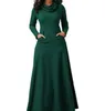 Vestidos sexy urbanos plus size 5xl elegante longo maxi vestido outono inverno quente gola alta mulheres vestido de mangas compridas roupas de mulher com bolso 231214