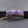 Jewelry Pouches Natural Amethyst Cluster Geode Electroplated Hemming Irregular Strip Pendant Necklace Healing