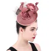 Dark Peach Fascinators Hat Veils Mesh Cocktail Tea Party Flower Royal Ascot Hair Clips Wedding Headdress Elegant Headpieces