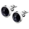 Nouvelle tendance 1 paire de boucles d'oreilles en pierre bleue noire pour hommes boucles d'oreilles géométriques multi-formes bijoux d'oreille en argent pour hommes 244w