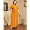 Vêtements ethniques Kaftan Summer Femmes Manches courtes Broderie Lâche Maxi Robe Musulman Abaya Dubaï Turquie Caftan Islamique Jalabiya Robe Robe