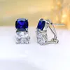 Orecchini a bottone Alla moda colore a contrasto doppia pietra argento puro 925 intarsiato con diamanti ad alto tenore di carbonio per gioielli da sposa semplici