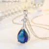 Pendant Necklaces Luxury Necklace for Women 925 Silver Jewelry Accessories Water Drop She Sphire Zircon Gemstone Pendant Wedding Party GiftL231215