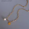 Pendentif Colliers INS Tren 18k plaqué or en acier inoxydable Baroque perle ronde pendentif colliers pour femmes fille collier bijoux cadeau L231215