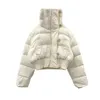 Damen Daunenparkas 2023 Korean Chic Strickkragen Herbst Wintermantel Frauen Verdickte Pufferjacke Lose Parka Warme Baumwolle gepolsterte Kurzmäntel 231215