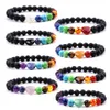 7 Chakra Reiki Healing Stone Heart Bracelet Yoga Balance Energy Natural Lava Stones Beads Jewelry