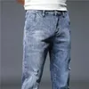 Mäns jeans högkvalitativt märke sommarsträcka bomullshål ankel längd tunn streetwear design denim byxor korea casual byxor 231214