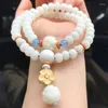 Brin Bodhi racine main chaîne blanc Jade bouddha perles Wenplay dame frais artisanat accessoires femmes Bracelets en gros