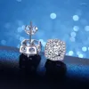 Orecchini a bottone Vera Moissanite Classici alla moda per le donne Orecchio 1 ct 2 ct 0,5 ct Argento sterling placcato oro bianco 925 Pass