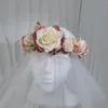 調整可能な女の子の花のヘッドバンドウェディングヘアアクセサリー女性ヘッドドレスエンゲージメントヘッドピースブライダルヘアウェアクラウン