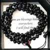 Strand MG1044 Natural Black Onyx Yoga Mala Bracelet Adjustable Hand Knotted 108 Beads Gift For Her