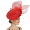 Kadınlar Muhteşem Vesileyle Büyük Büyüleyici Şapka Düğün Gelin Saç Pimi örgü Aksesuarları ile Bej Fedora Kapağı