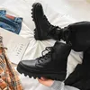 Laarzen Herfst Winter Dikke Basis Doek Mid-Top Laarzen Mannen Britse Trend Laarzen Hoge Top Koreaanse Casual Schoenen Motorlaarzen voor Mannen 231215