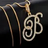 Pendentif colliers Chaud A-Z lettres cursives initiales pendentif collier pour femmes or argent couleur brillant strass métal chaîne collier bijoux cadeau L231215