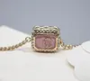 2024 Quality Charm Pendant Necklace with Diamond and Square Design Pink Color Have Stamp Box PS3545A