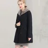 Pele feminina superar inverno quente imitação casaco feminino longo com capuz parker casaco adicionar veludo engrossar outerwear à prova de vento