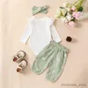 Kläderuppsättningar Citgeett Spring Infant Baby Girls Pants Sets White Long Sleeve Ruffle Romper Daisy Print Belted Pants Pannband Autumn Set R231215