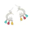 Boucles d'oreilles pendantes YINGACC925, aiguille en argent, lune, étoile à cinq branches, tempérament Joker, accessoires de mode longs, bijoux pour femmes