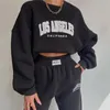 Women's Hoodies Sweatshirts Jodimitty Long Sleeve Shirts Loose Pants Two Pieces Set O-neck Tops Elastic Casual Trousers Tracksuits Women Fashion Sport Suits 231214