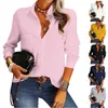 Kvinnors blusar 2024 Solid Color Spring/Summer Lapel Långärmad skjorta Temperament Casual For Women Office Lady Button Blouse