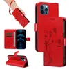 bloem vlinder lederen portemonnee hoesjes voor iphone 15 14 pro max 13 12 11 xr xs x 8 7 6 plus iphone15 id-kaartsleuven houder flip cover zakelijk meisjes magnetische boektas riem