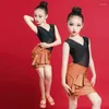 Scen Wear Latin Dance Costume Girls Practice Clothes Summer Sleeveless Performance Set Ballroom Dress Standard