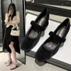 Dress Shoes Mary Jane 2024 Spring And Autumn French Retro Square Head Thick Heel Pumps Fairy Evening Wind Warm