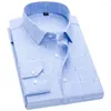 Chemises habillées pour hommes en vrac hommes imprimés à manches longues coupe régulière boutonnée chemise à carreaux hauts doux à carreaux bleus