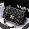 10a Top Tier Womens Mini Square Bag Real Leather Medium Caviar Lambskin quiltad Purse Liten Double Flap Black Shouler CF Bag Luxury Designer Maxi Chain Strap Handbag