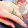 Pierścionki ślubne Naturalne Kolumbia Emerald Pierścień 925 Srebrny zielony kamień szlachetny noszący certyfikat Lady Prezent 231214