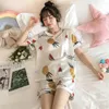 Kvinnors sömnkläder Kort sömn Top Pant Pijamas uppsättning för kvinnor Ice Silk Bekväm tecknad Cute Printed Nightwear PJS Kvinnlig flicka hem