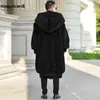 Casaco masculino de pele sintética Mauroicardi inverno preto oversized longo quente fofo casaco de pele falsa feminino com capuz manga comprida zíper solto moda coreana 231215