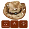 Bollmössor 1PC Western Style Cowgirl Straw Hat Summer Sol-resistent för utomhus