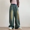 Herrbyxor y2k män koreanska casual grunge blå last byxor baggy jeans vintage streetwear bred ben tvätt denim byxor stora kvinnor kläder 231214