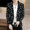 Ternos Masculinos Mens Primavera E Outono Slim Fit Impresso Terno Adolescente Tendência Bonito Blazers Casaco Um Botão