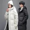 Parkas de plumón para hombre, chaqueta de invierno para hombre, longitud media, plumón de pato blanco, versión coreana gruesa, chaqueta cálida para pareja, abrigos para mujer 231214
