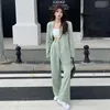 Kvinnors kostymer Blazer's 2 Pant Set Baggy Outfits Y2K Streetwear Trousers Blazer och Green Two Pieces Set Pants For Woman Classy Casual D 231214