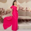 Fuchsia Gerade Abendkleider 2024 Eine Schulter Rüschen Langes Formales Partykleid Bodenlangen Arabischen Dubai Abendkleid 326 326