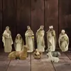 Декоративные предметы статуэтки Христос Рождение Иисуса Орнамент Орнамент Сцена сцены сцены установила деликатное украшение статуи для дома для домашней церкви 231214