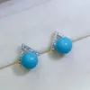 Boucles d'oreilles KJJEAXCMY bijoux fins bleu naturel Turquoise 925 argent Sterling femmes clous d'oreille Test de soutien